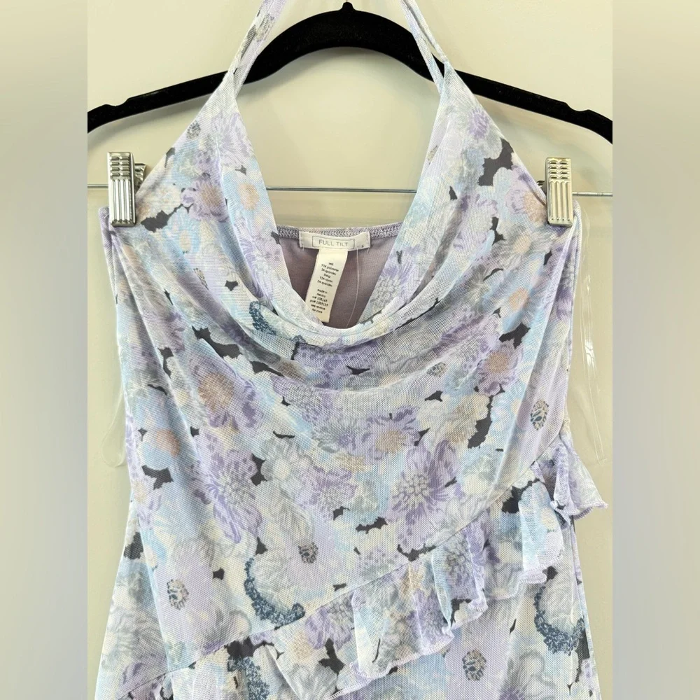 NWT Full Tilt Waterfall Mesh Printed Womens Slip Dress - Picture 7 of 14
